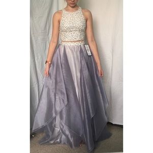 2-piece prom dress size 1 (grey and white)